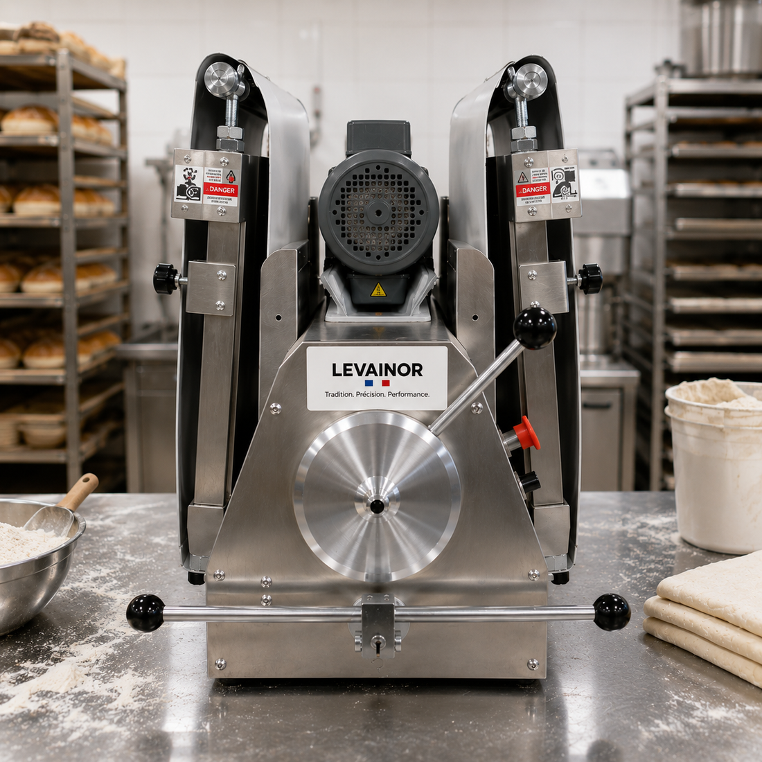 Laminoir 380 pliable en action - organisation fournil boulangerie - Levainor