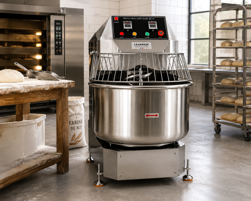 Pétrin Spirale Professionnel 80L Gris Inox – Levainor