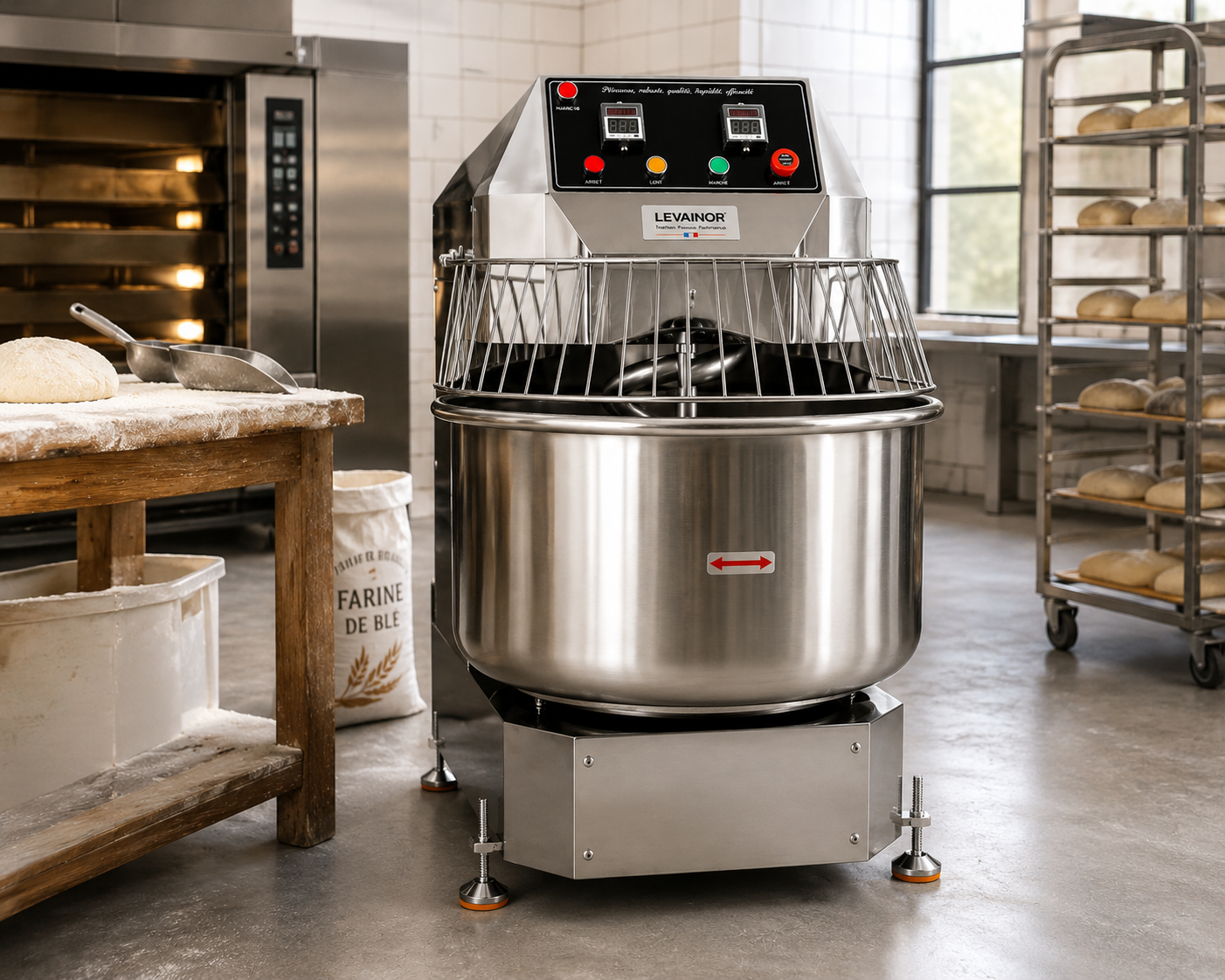 Pétrin Spirale Professionnel 80L Gris Inox – Levainor