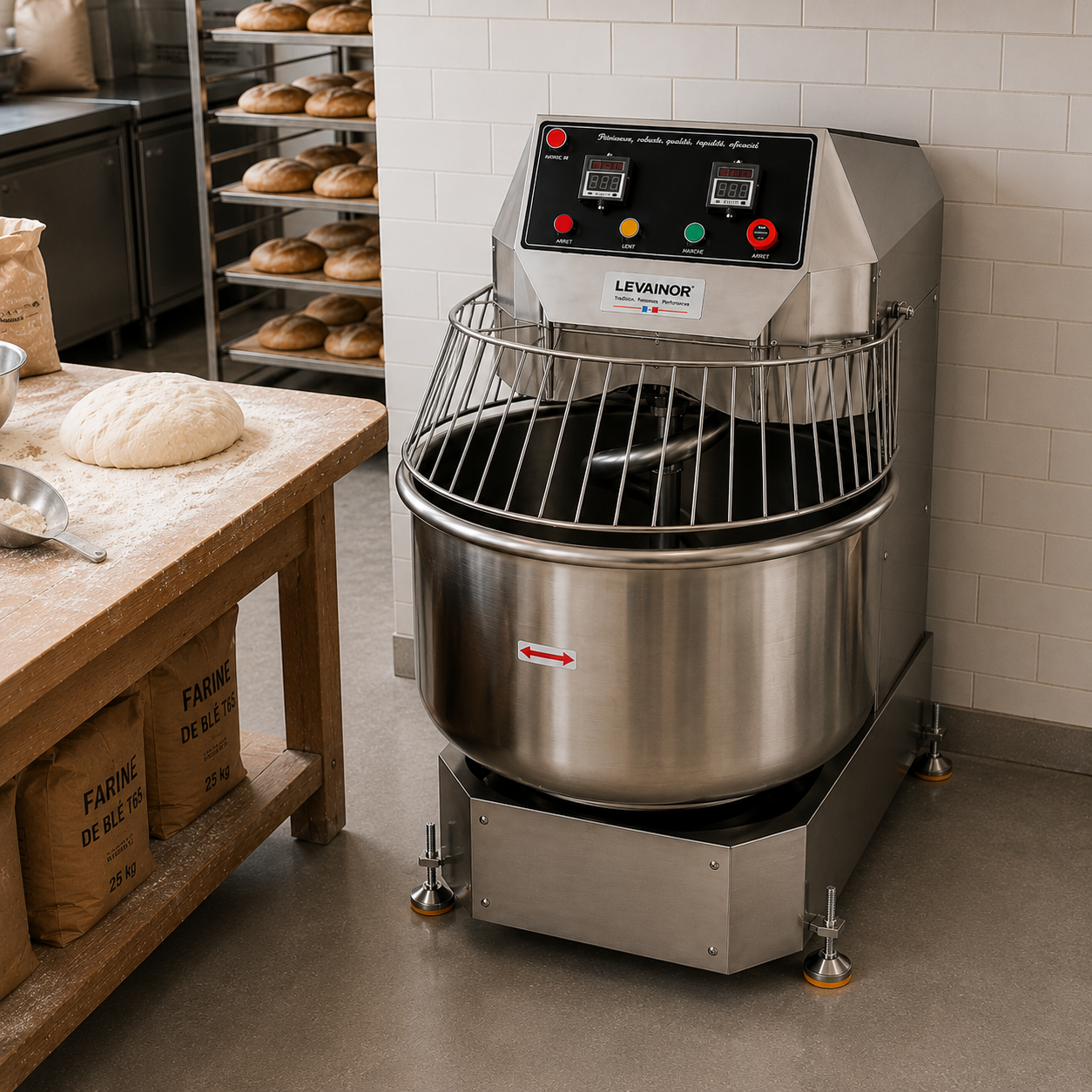 Pétrin Spirale Professionnel 80L Gris Inox – Levainor